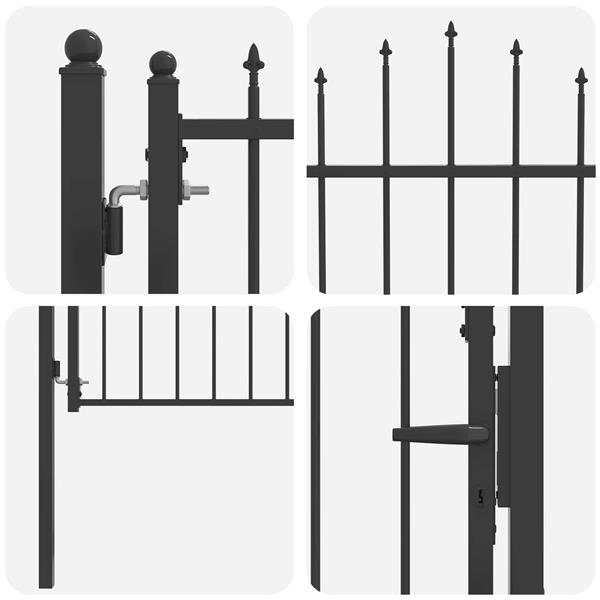 Grote foto vidaxl hekpoort horst 100 x 100 cm metaal zwart vergrendelbaar tuin en terras hekken en schuttingen