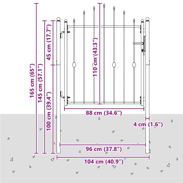 Grote foto vidaxl hekpoort horst 100 x 100 cm metaal zwart vergrendelbaar tuin en terras hekken en schuttingen