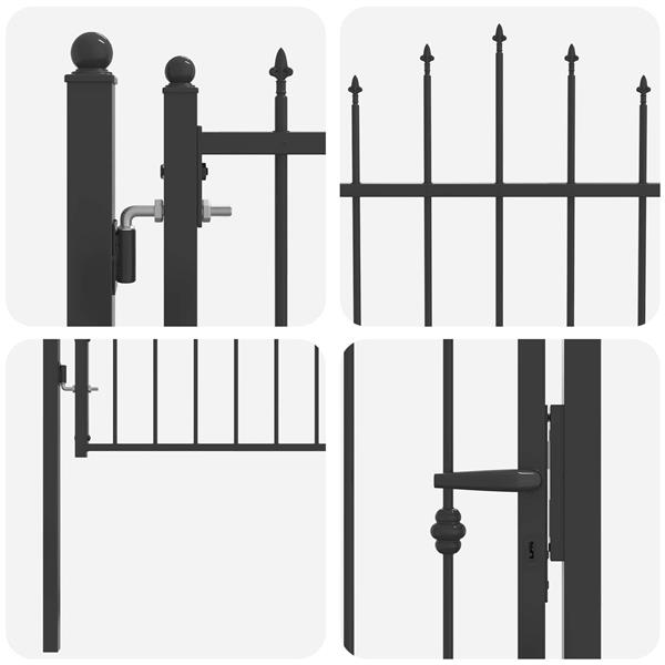 Grote foto vidaxl hekpoort horst 100 x 125 cm metaal zwart vergrendelbaar tuin en terras hekken en schuttingen