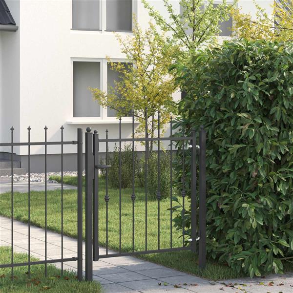 Grote foto vidaxl hekpoort horst 100 x 100 cm metaal zwart vergrendelbaar tuin en terras hekken en schuttingen