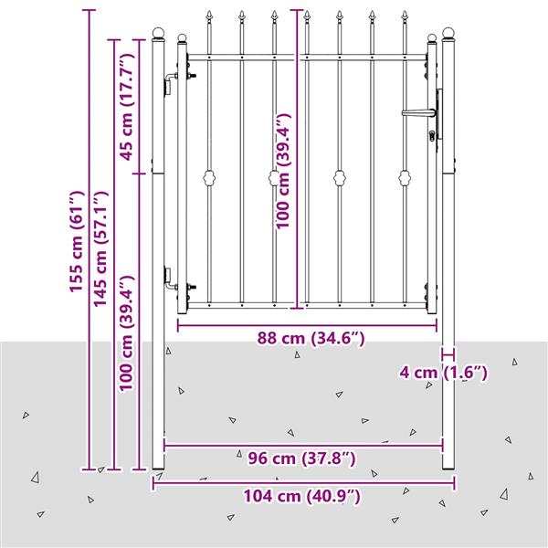 Grote foto vidaxl hekpoort horst 100 x 100 cm metaal zwart vergrendelbaar tuin en terras hekken en schuttingen