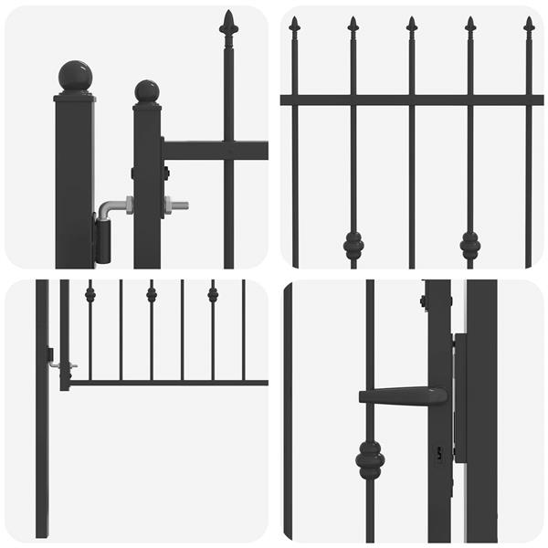 Grote foto vidaxl hekpoort horst 100 x 75 cm metaal zwart vergrendelbaar tuin en terras hekken en schuttingen