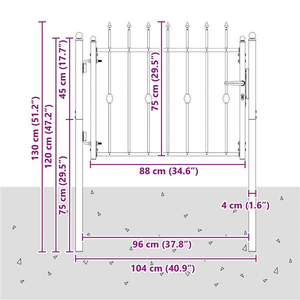 Grote foto vidaxl hekpoort horst 100 x 75 cm metaal zwart vergrendelbaar tuin en terras hekken en schuttingen