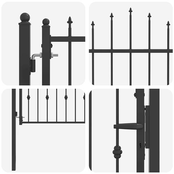 Grote foto vidaxl hekpoort horst 100 x 75 cm metaal zwart vergrendelbaar tuin en terras hekken en schuttingen