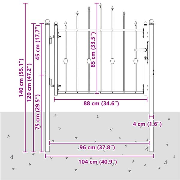 Grote foto vidaxl hekpoort horst 100 x 75 cm metaal zwart vergrendelbaar tuin en terras hekken en schuttingen