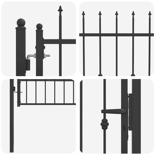 Grote foto vidaxl hekpoort horst 100 x 125 cm metaal zwart vergrendelbaar tuin en terras hekken en schuttingen
