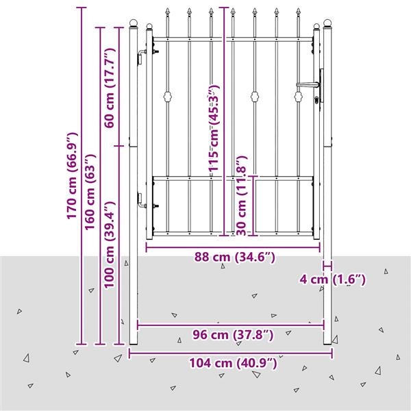 Grote foto vidaxl hekpoort horst 100 x 125 cm metaal zwart vergrendelbaar tuin en terras hekken en schuttingen