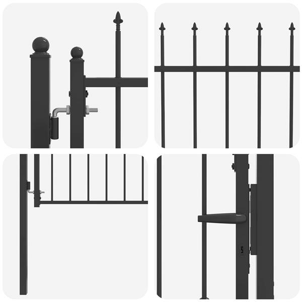 Grote foto vidaxl hekpoort horst 100 x 100 cm metaal zwart vergrendelbaar tuin en terras hekken en schuttingen