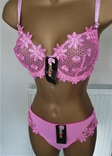 Grote foto chique fuchsia donkerroze bh met slip d cups kleding dames ondergoed en lingerie