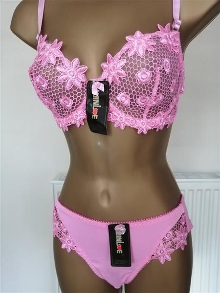 Grote foto chique fuchsia donkerroze bh met slip d cups kleding dames ondergoed en lingerie