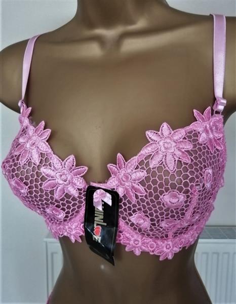 Grote foto chique fuchsia donkerroze bh met slip d cups kleding dames ondergoed en lingerie
