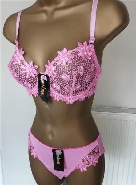 Grote foto chique fuchsia donkerroze bh met slip d cups kleding dames ondergoed en lingerie