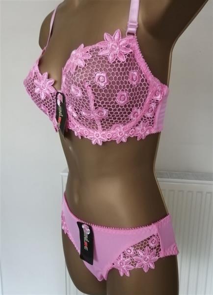 Grote foto chique fuchsia donkerroze bh met slip d cups kleding dames ondergoed en lingerie