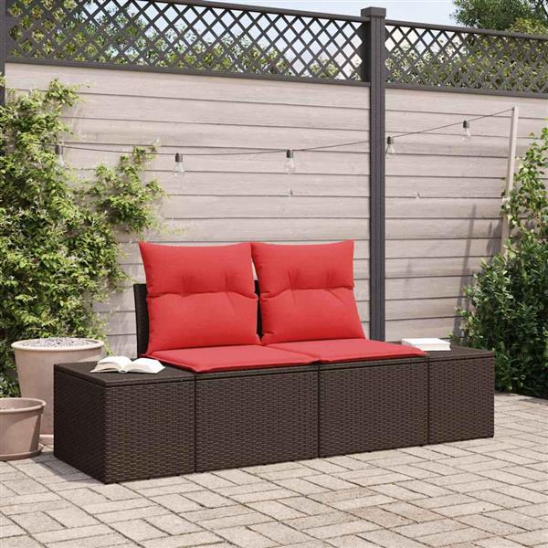 Grote foto vidaxl tuinbank met kussen 184 x 62 x 69 cm poly rattan tuin en terras tuinmeubelen