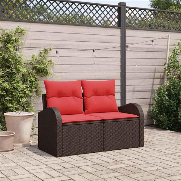 Grote foto vidaxl tuinbank bruin 124 x 62 x 85 cm poly rattan tuin en terras tuinmeubelen