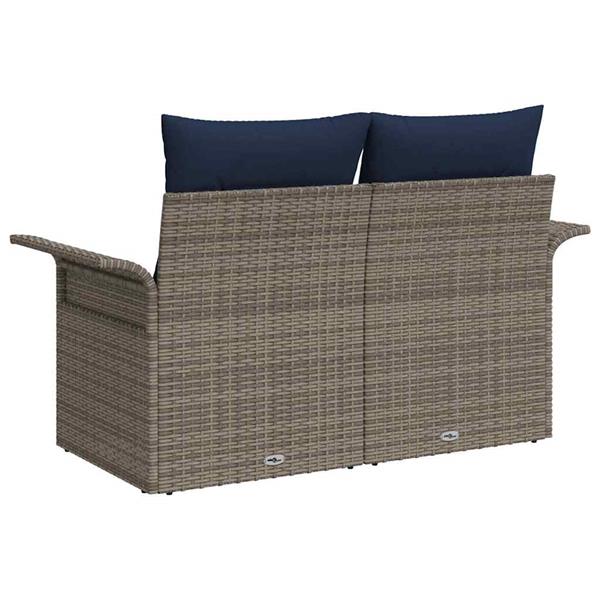 Grote foto vidaxl tuinbank met kussen met opslag 141 x 62 x 69 cm poly rattan tuin en terras tuinmeubelen