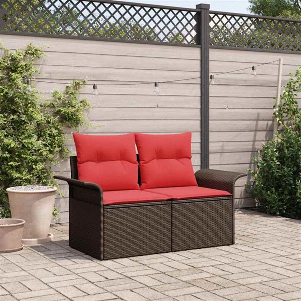 Grote foto vidaxl tuinbank met kussen met opslag 141 x 62 x 69 cm poly rattan tuin en terras tuinmeubelen