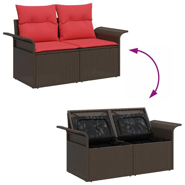 Grote foto vidaxl tuinbank met kussen met opslag 141 x 62 x 69 cm poly rattan tuin en terras tuinmeubelen