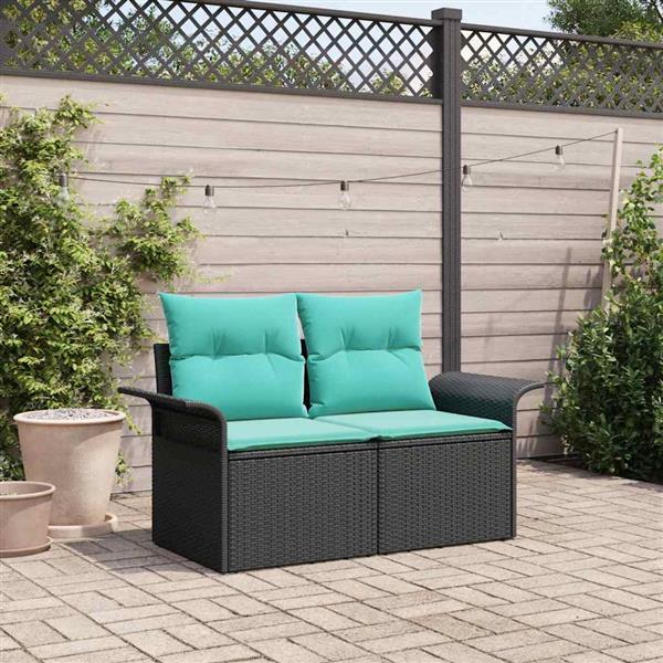 Grote foto vidaxl tuinbank met kussen 141 x 62 x 69 cm poly rattan tuin en terras tuinmeubelen