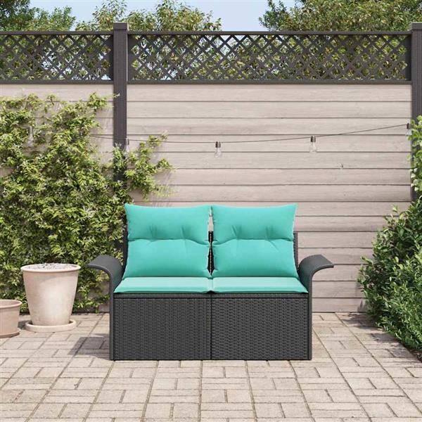 Grote foto vidaxl tuinbank met kussen 141 x 62 x 69 cm poly rattan tuin en terras tuinmeubelen