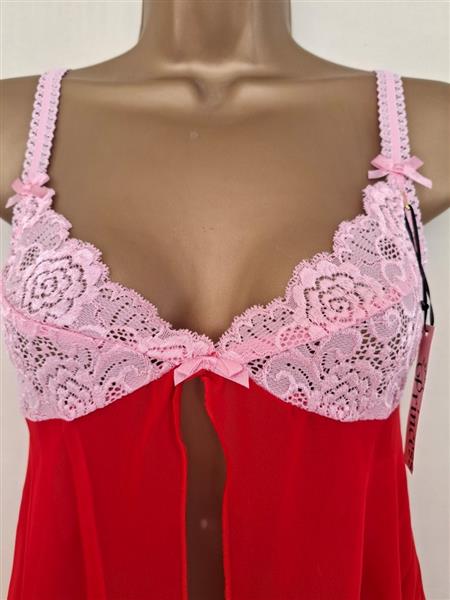 Grote foto rode babydoll met roze string small 36 38 kleding dames ondergoed en lingerie