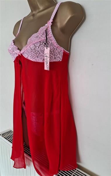 Grote foto rode babydoll met roze string small 36 38 kleding dames ondergoed en lingerie