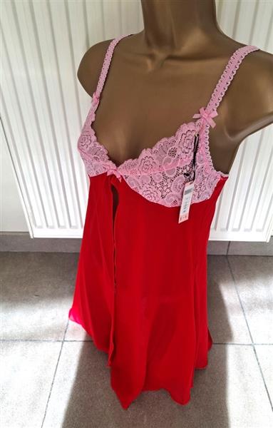 Grote foto rode babydoll met roze string small 36 38 kleding dames ondergoed en lingerie