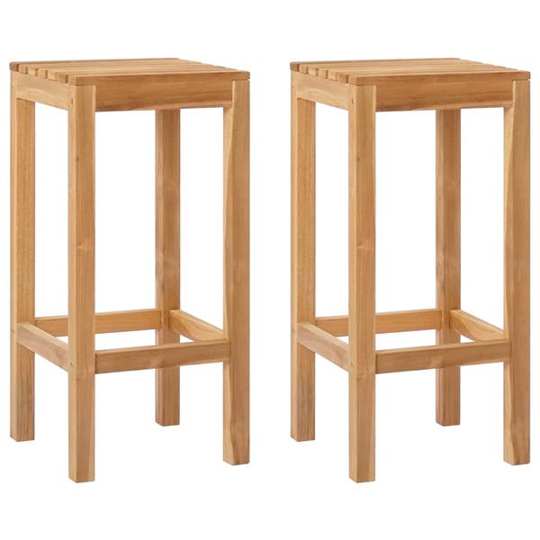 Grote foto vidaxl barkruk 2 pcs naturel massief teakhout tuin en terras tuinmeubelen