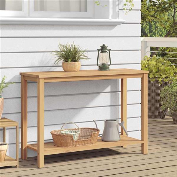 Grote foto vidaxl wandtafel met opslag bruin 110 x 40 x 75 cm massief teakhout tuin en terras tuinmeubelen