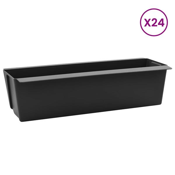 Grote foto vidaxl bloembakken voor euro pallets 24 pcs zwart 36 x 13 5 x 9 5 cm tuin en terras overige tuin en terras