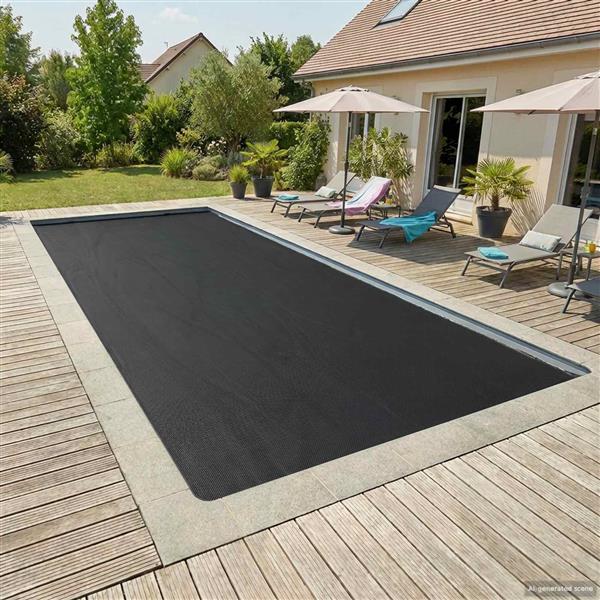 Grote foto vidaxl zonne pool dek 1000 x 500 cm 110 m vierkant pe zwart tuin en terras zwembaden toebehoren