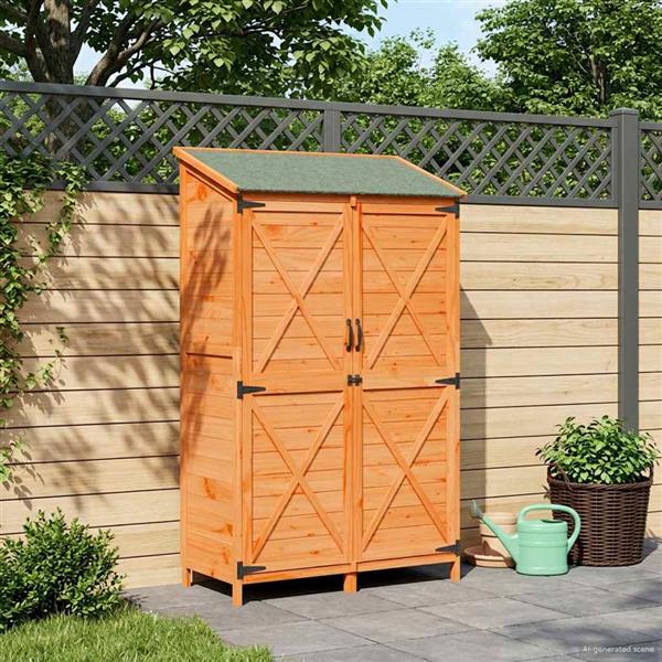 Grote foto vidaxl tuinschuur met dak bruin 106 x 56 x 176 5 cm massief vurenhout tuin en terras tuinhuisjes en blokhutten
