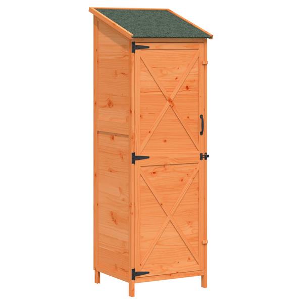 Grote foto vidaxl tuinschuur met dak bruin 59 5 x 56 x 176 5 cm massief vurenhout tuin en terras tuinhuisjes en blokhutten