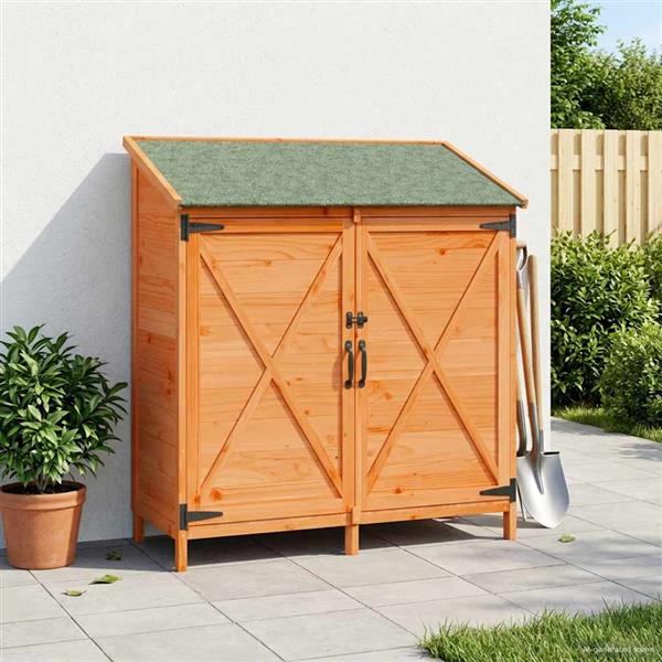 Grote foto vidaxl tuinschuur met dak bruin 106 x 56 x 113 5 cm massief vurenhout tuin en terras tuinhuisjes en blokhutten