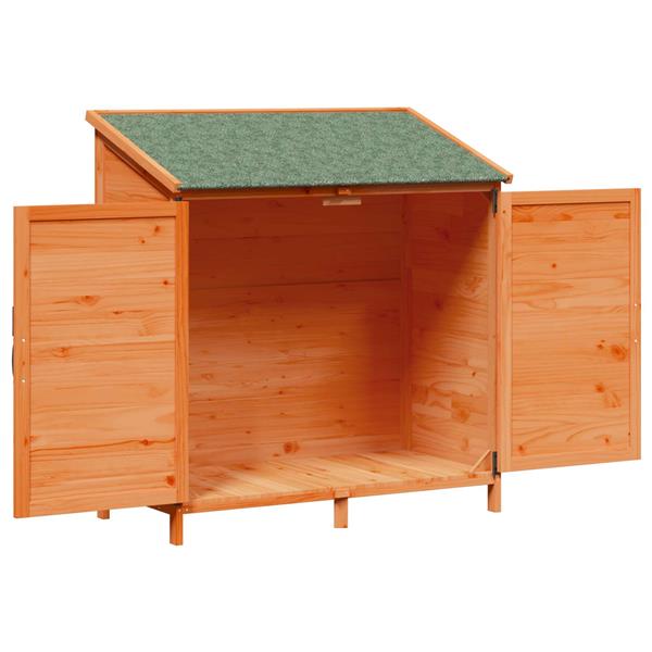 Grote foto vidaxl tuinschuur met dak bruin 106 x 56 x 113 5 cm massief vurenhout tuin en terras tuinhuisjes en blokhutten