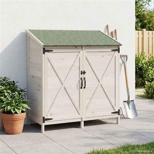 Grote foto vidaxl tuinschuur met dak wit 106 x 56 x 113 5 cm massief vurenhout tuin en terras tuinhuisjes en blokhutten