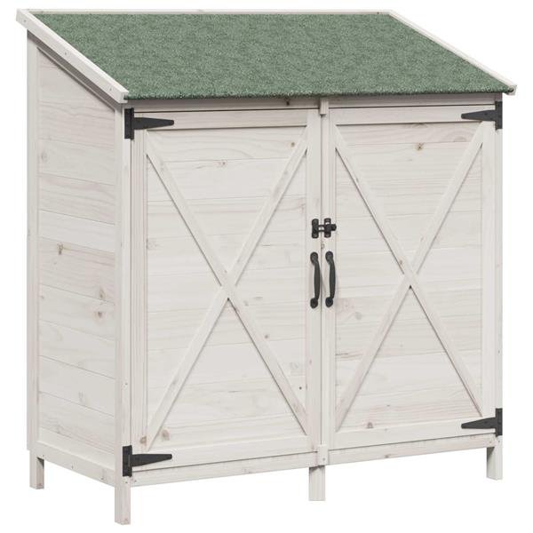 Grote foto vidaxl tuinschuur met dak wit 106 x 56 x 113 5 cm massief vurenhout tuin en terras tuinhuisjes en blokhutten