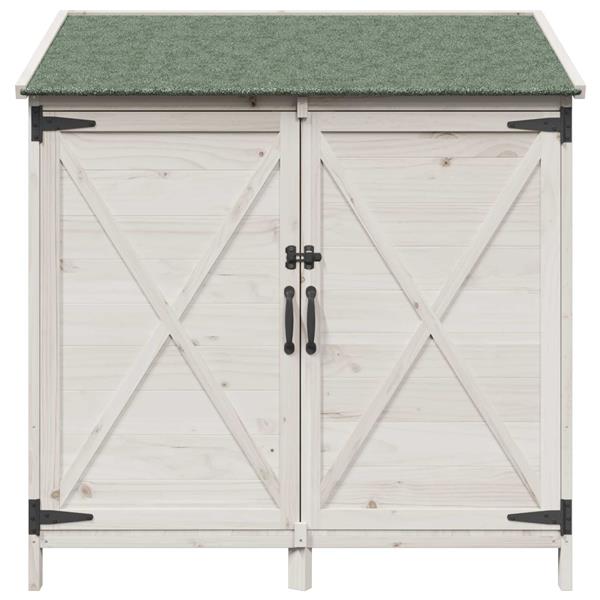 Grote foto vidaxl tuinschuur met dak wit 106 x 56 x 113 5 cm massief vurenhout tuin en terras tuinhuisjes en blokhutten