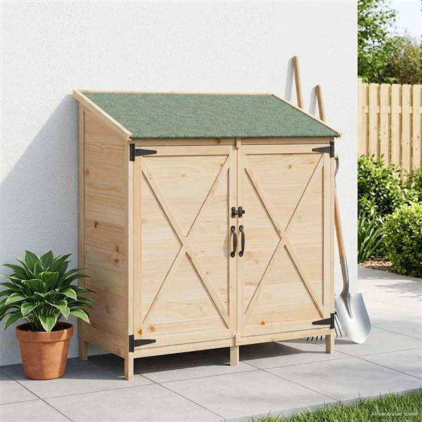 Grote foto vidaxl tuinschuur naturel 106 x 56 x 113 5 cm massief vurenhout tuin en terras tuinhuisjes en blokhutten