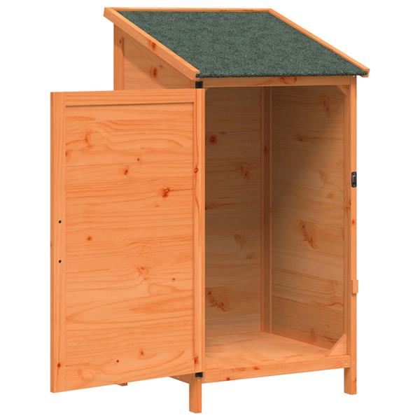 Grote foto vidaxl tuinschuur met dak bruin 59 5 x 56 x 113 5 cm massief vurenhout tuin en terras tuinhuisjes en blokhutten
