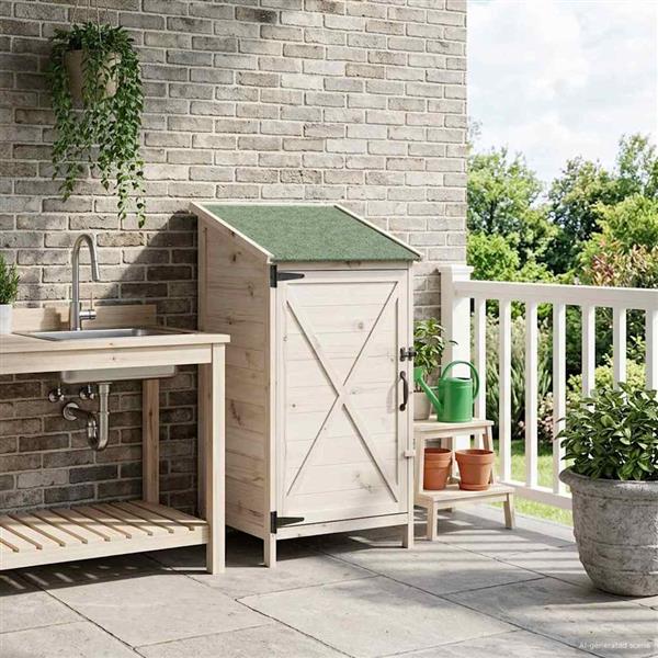 Grote foto vidaxl tuinschuur met dak wit 59 5 x 56 x 113 5 cm massief vurenhout tuin en terras tuinhuisjes en blokhutten