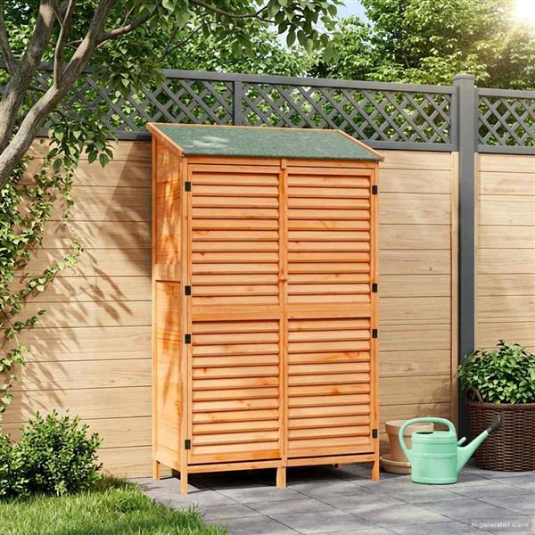Grote foto vidaxl tuinschuur met dak bruin 106 x 56 x 176 5 cm massief vurenhout tuin en terras tuinhuisjes en blokhutten