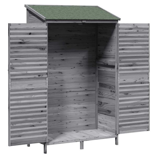 Grote foto vidaxl tuinschuur met dak grijs 106 x 56 x 176 5 cm massief vurenhout tuin en terras tuinhuisjes en blokhutten