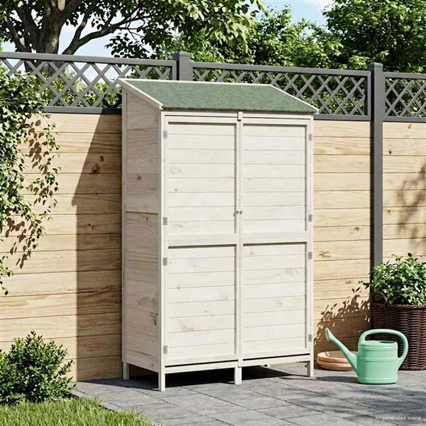 Grote foto vidaxl tuinschuur met dak wit 106 x 56 x 176 5 cm massief vurenhout tuin en terras tuinhuisjes en blokhutten