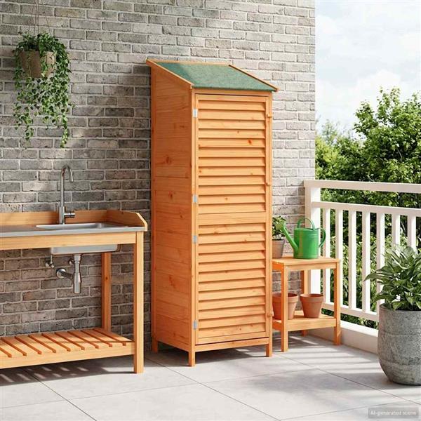 Grote foto vidaxl tuinschuur met dak bruin 59 x 56 x 176 cm massief vurenhout tuin en terras tuinhuisjes en blokhutten