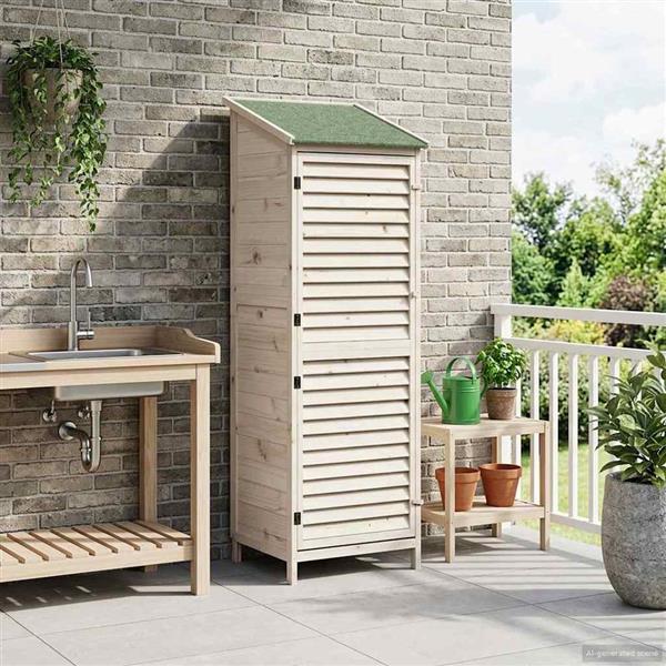 Grote foto vidaxl tuinschuur met dak wit 59 x 56 x 176 cm massief vurenhout tuin en terras tuinhuisjes en blokhutten