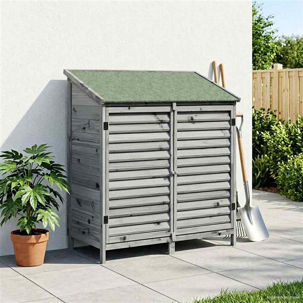 Grote foto vidaxl tuinschuur met dak grijs 106 x 56 x 113 5 cm massief vurenhout tuin en terras tuinhuisjes en blokhutten