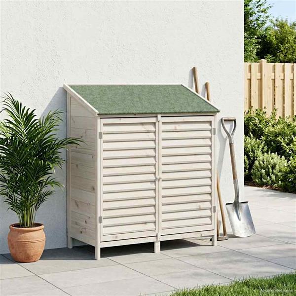 Grote foto vidaxl tuinschuur met dak wit 106 x 56 x 113 5 cm massief vurenhout tuin en terras tuinhuisjes en blokhutten