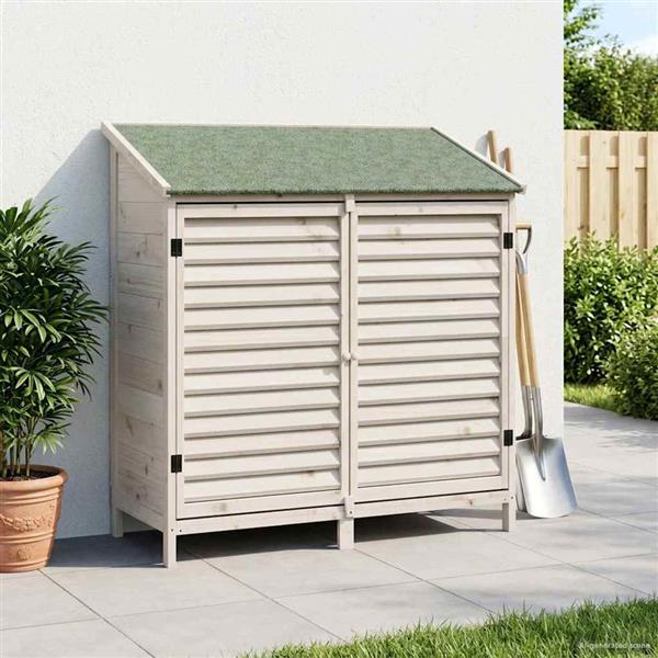Grote foto vidaxl tuinschuur met dak wit 106 x 56 x 113 5 cm massief vurenhout tuin en terras tuinhuisjes en blokhutten
