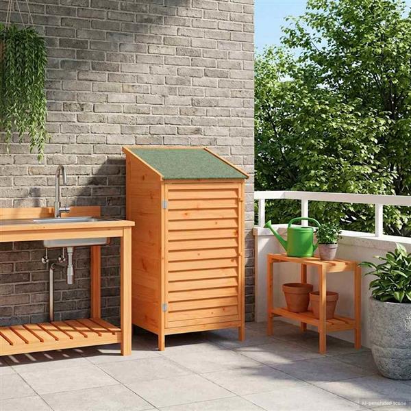 Grote foto vidaxl tuinschuur met dak bruin 59 x 56 x 113 5 cm massief vurenhout tuin en terras tuinhuisjes en blokhutten
